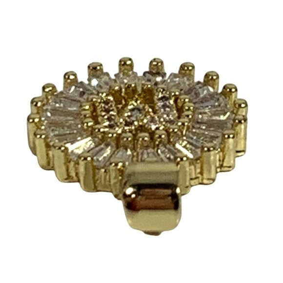 Petite Monogram Inital M Gold Tone Pendant ONLY w/ Rhinestone Baguette Halo - Picture 4 of 6